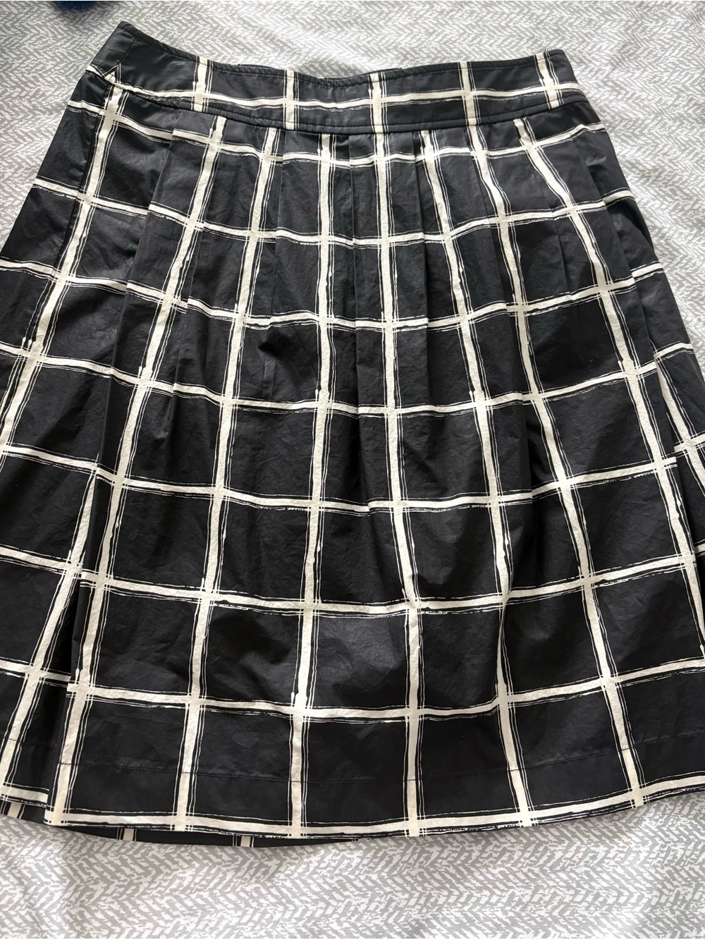 Michael Kors Black and White Windowpane Pleated Pencil Skirt